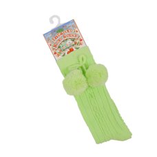 S355-MI: Mint Knee Length Socks w/Pom Pom (0-24 Months)